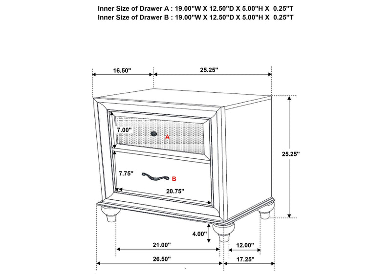 205892 Barzini 2-drawer Nightstand White