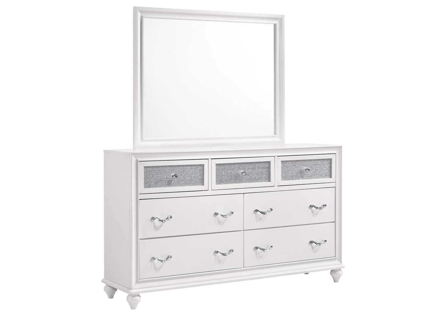 Barzini 7-drawer Dresser with Mirror White