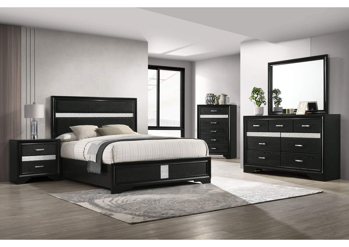 206360F-S5 Miranda 5-piece Full Bedroom Set Black