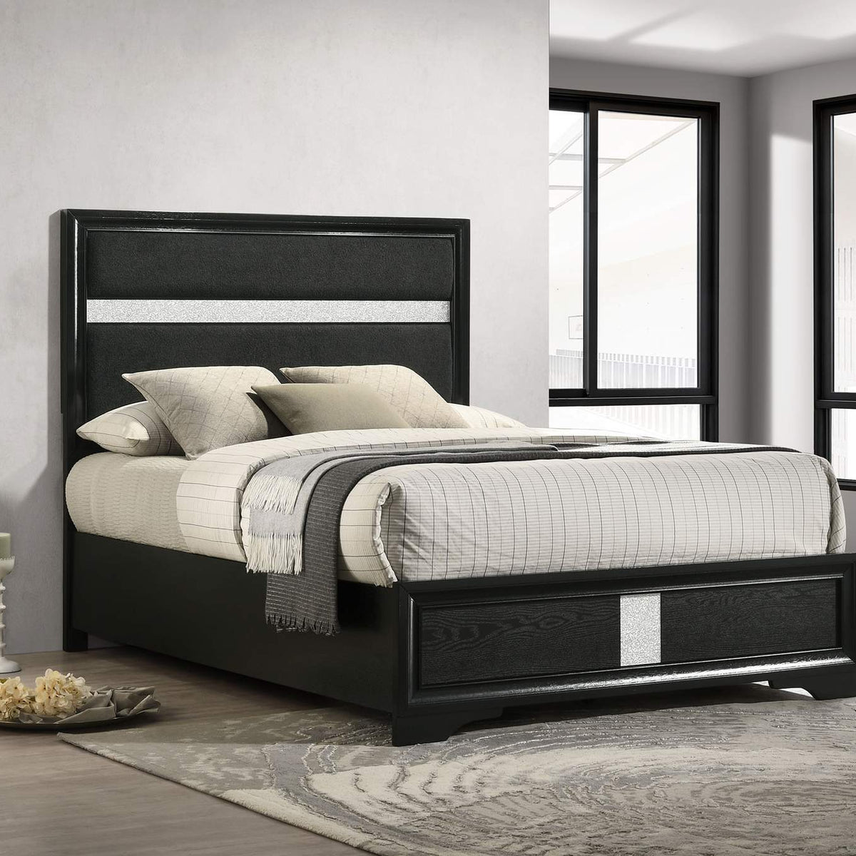 206360F Miranda 54-inch Upholstered Full Panel Bed Black