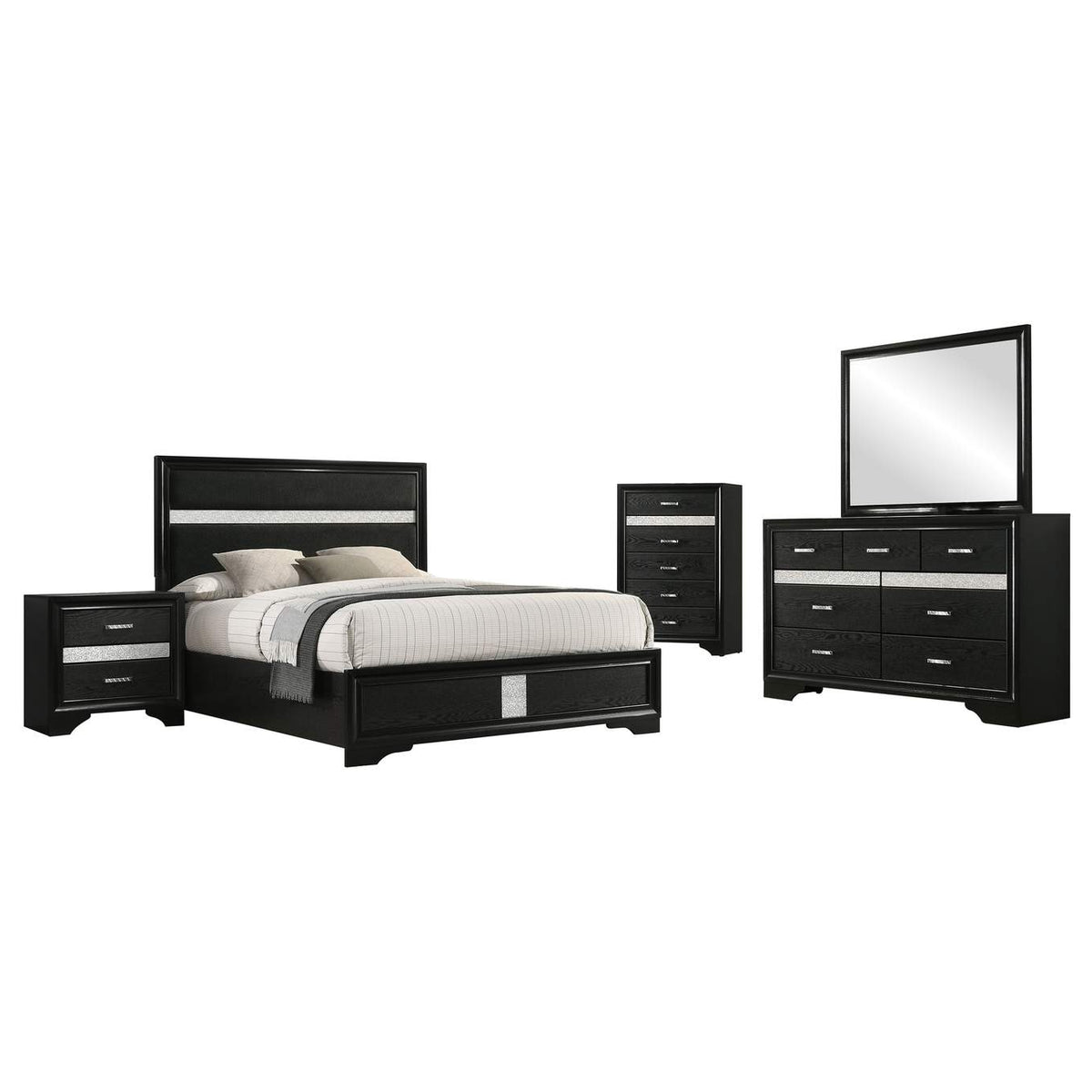 206360KW-S5 Miranda 5-piece California King Bedroom Set Black