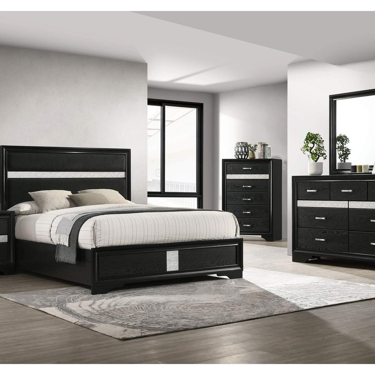 206360KW Miranda 54-inch Upholstered California King Panel Bed Black