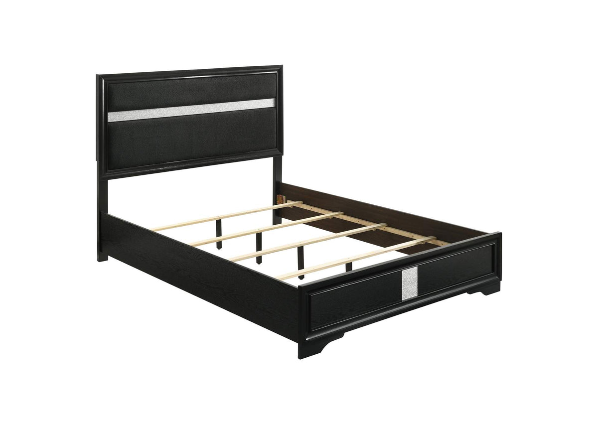 206360Q Miranda 54-inch Upholstered Queen Panel Bed Black