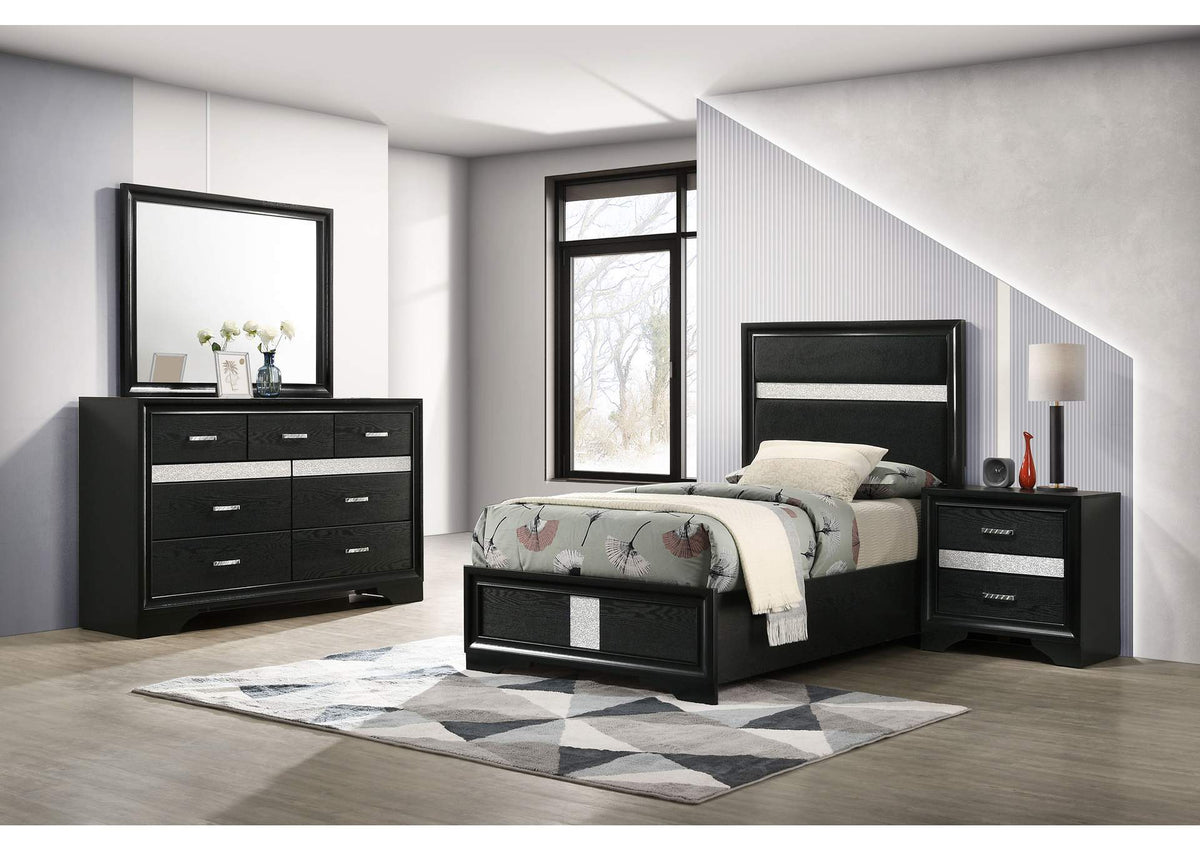 206360T-S4 Miranda 4-piece Twin Bedroom Set Black
