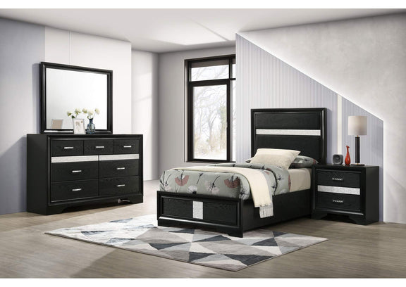 206360T-S4 Miranda 4-piece Twin Bedroom Set Black