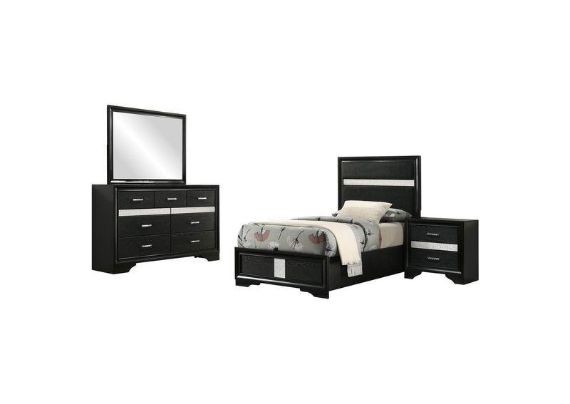 206360T-S4 Miranda 4-piece Twin Bedroom Set Black