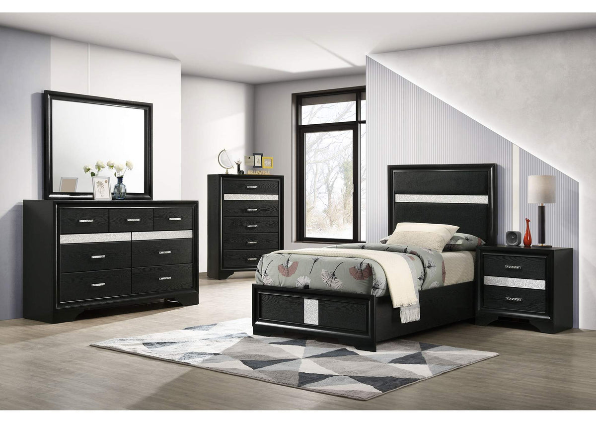 206360T-S5 Miranda 5-piece Twin Bedroom Set Black
