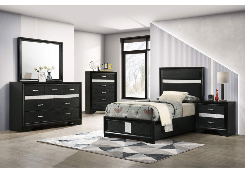 206360T-S5 Miranda 5-piece Twin Bedroom Set Black