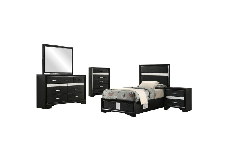 206360T-S5 Miranda 5-piece Twin Bedroom Set Black