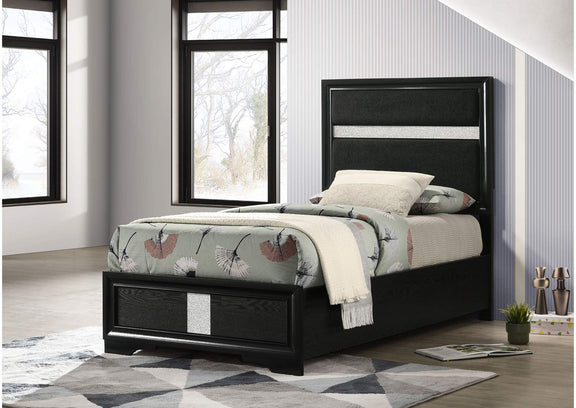 206360T Miranda 54-inch Upholstered Twin Panel Bed Black
