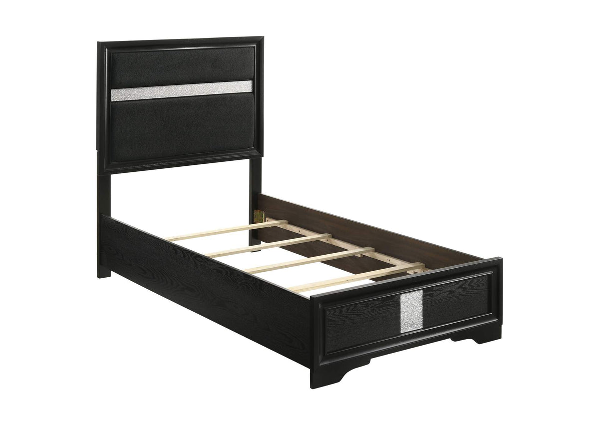 206360T Miranda 54-inch Upholstered Twin Panel Bed Black