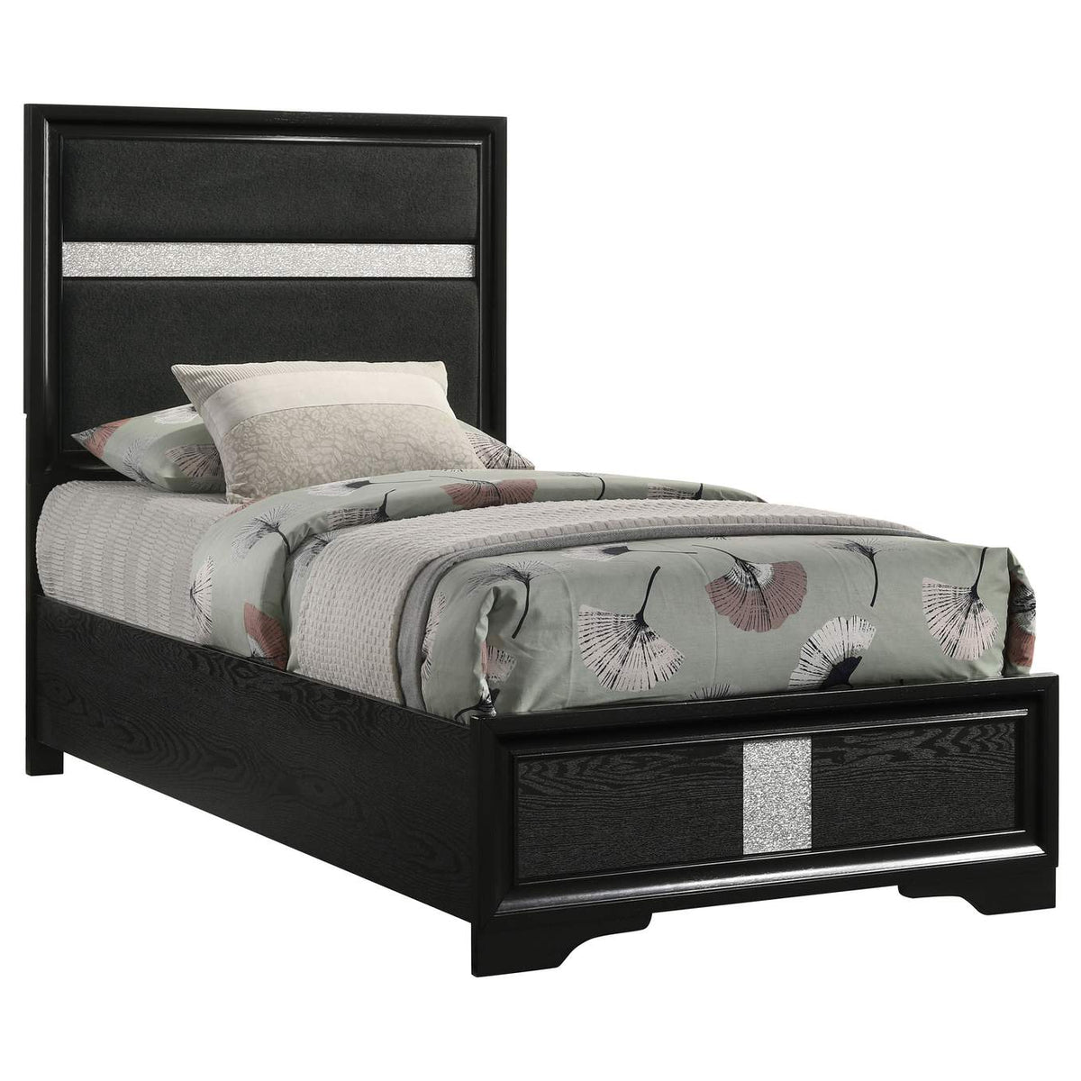 206360T Miranda 54-inch Upholstered Twin Panel Bed Black
