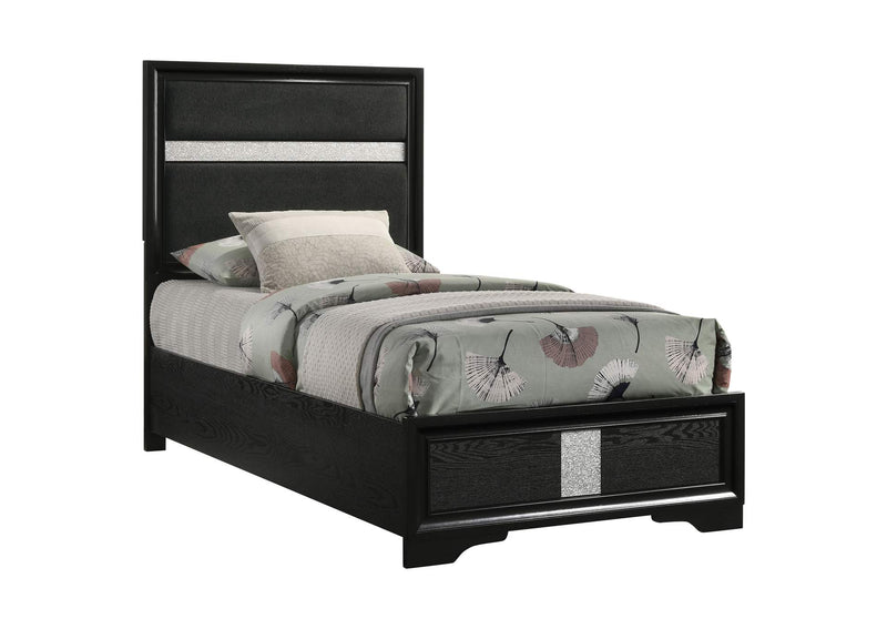 206360T Miranda 54-inch Upholstered Twin Panel Bed Black