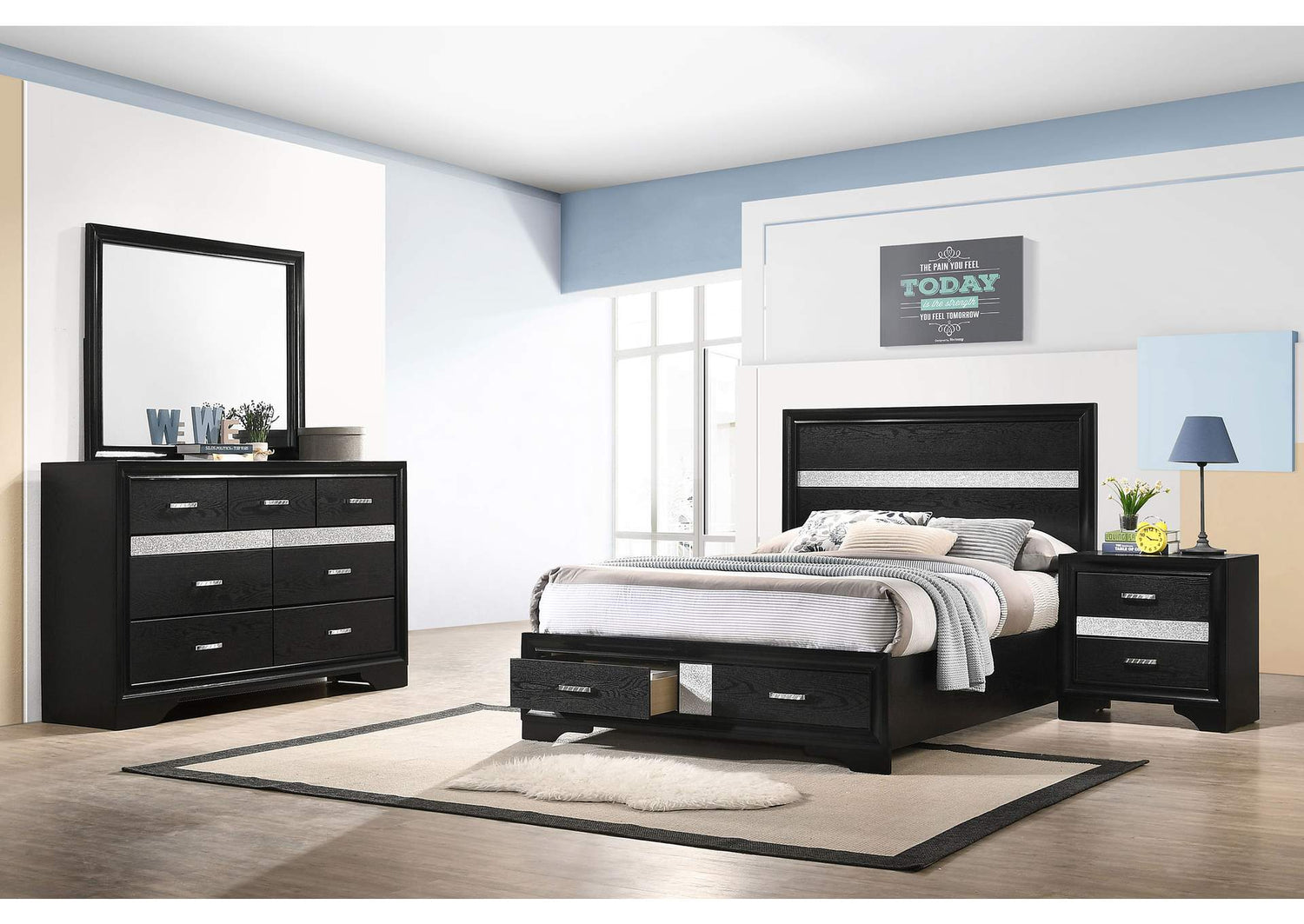 Miranda 4-piece Full Bedroom Set Black
