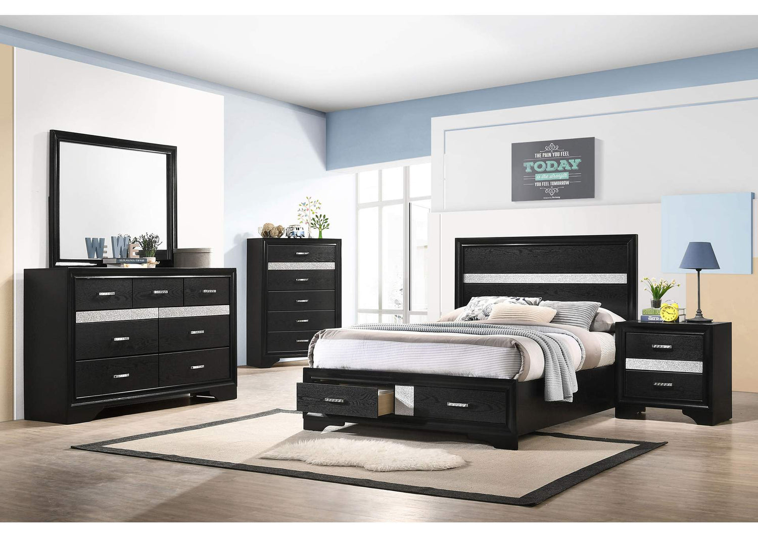 Miranda 5-piece Full Bedroom Set Black