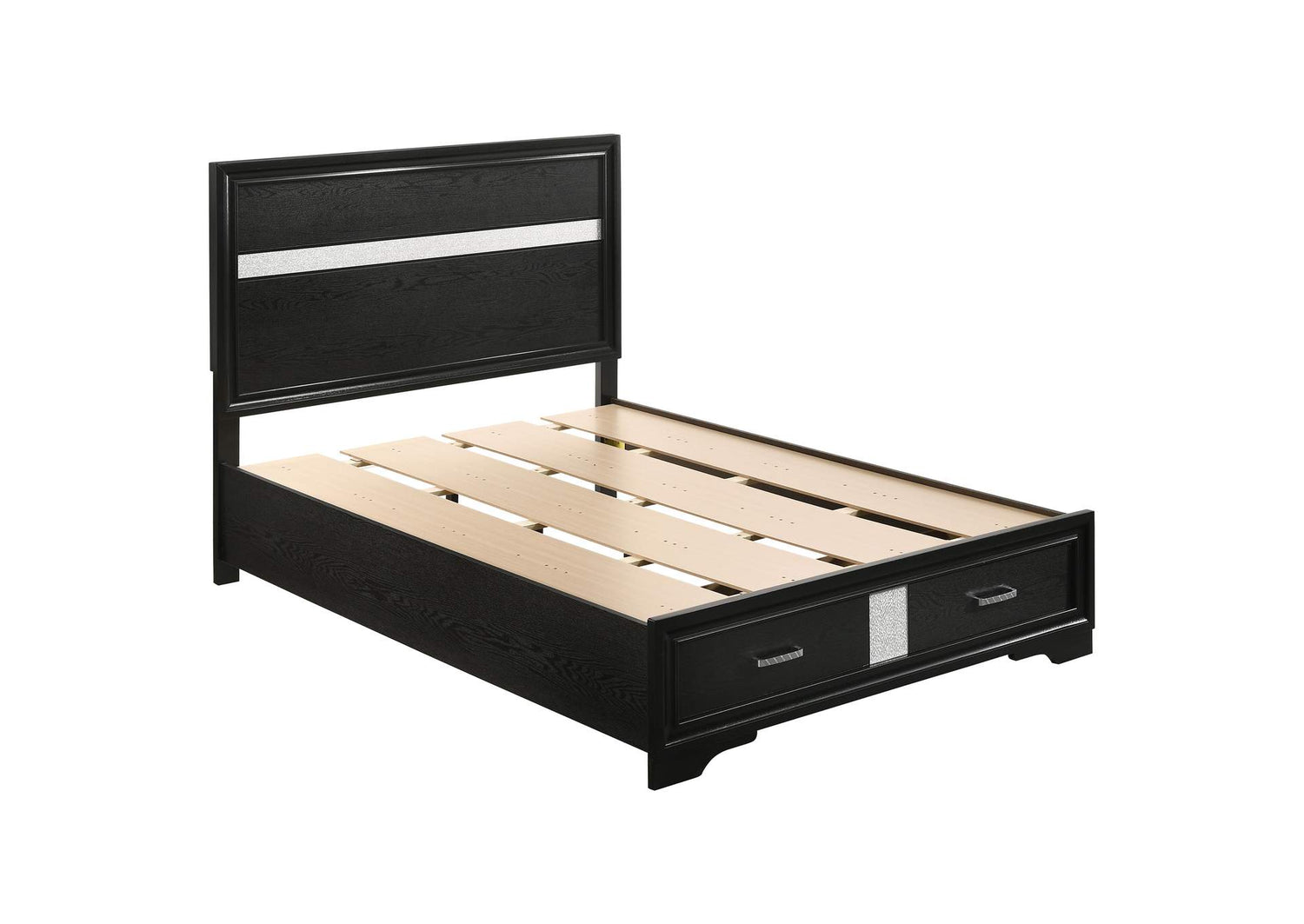 Miranda 51-inch Wood Full Storage Panel Bed Black