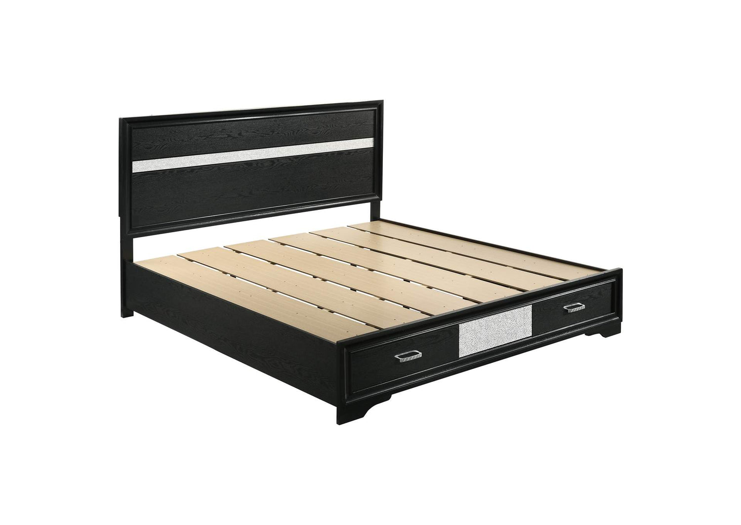 Miranda 51-inch Wood Eastern King Storage Panel Bed Black
