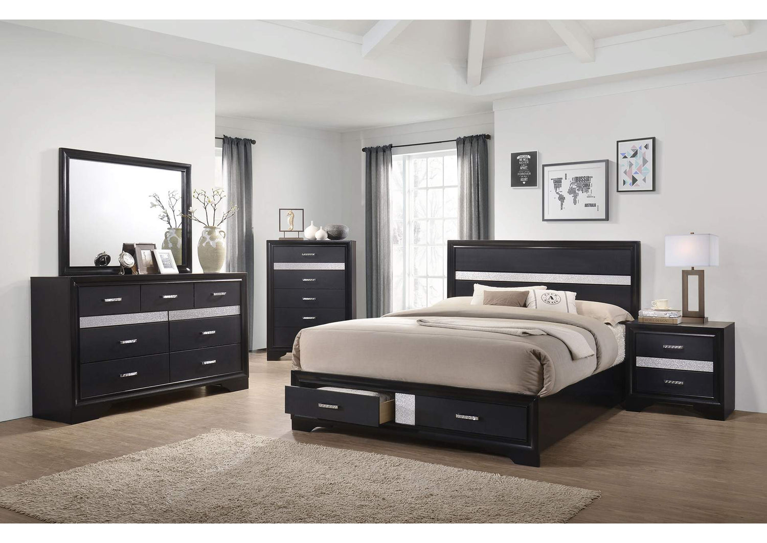 Miranda 5-piece California King Bedroom Set Black