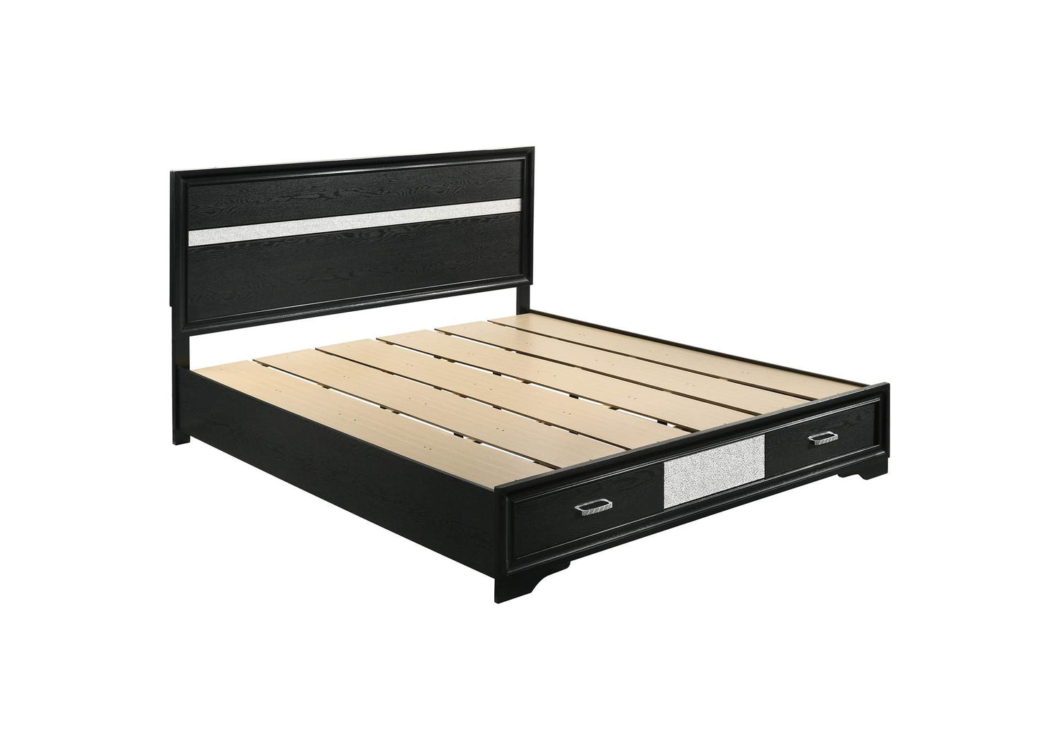 Miranda 51-inch Wood California King Storage Panel Bed Black
