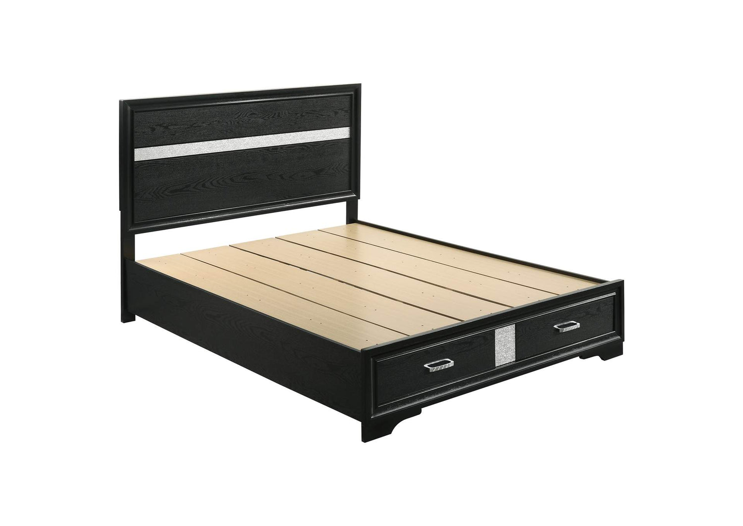 Miranda 51-inch Wood Queen Storage Panel Bed Black