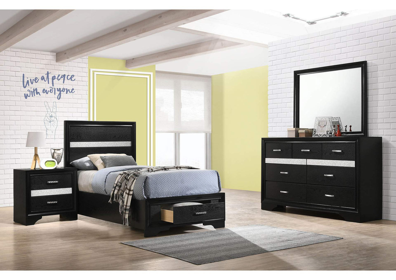 Miranda 4-piece Twin Bedroom Set Black