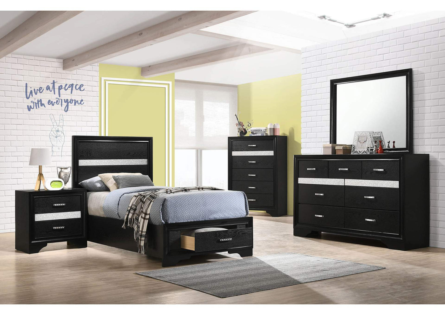Miranda 5-piece Twin Bedroom Set Black