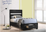 206361T Miranda 51-inch Wood Twin Storage Panel Bed Black