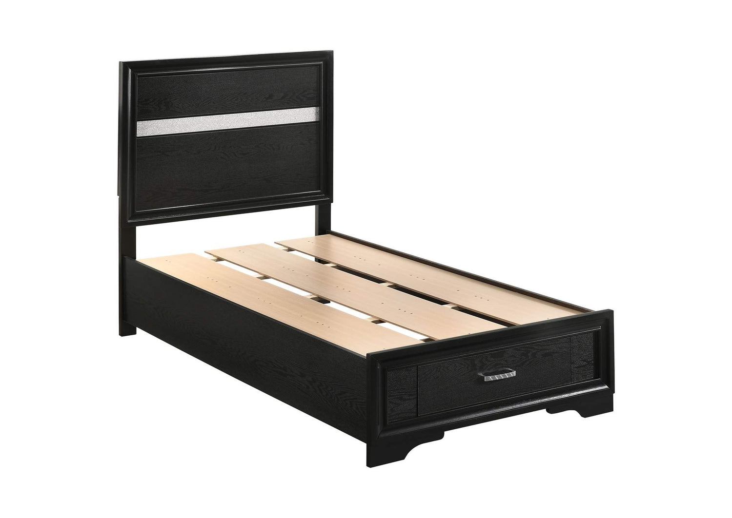 Miranda 51-inch Wood Twin Storage Panel Bed Black