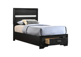 206361T Miranda 51-inch Wood Twin Storage Panel Bed Black