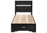 206361T Miranda 51-inch Wood Twin Storage Panel Bed Black