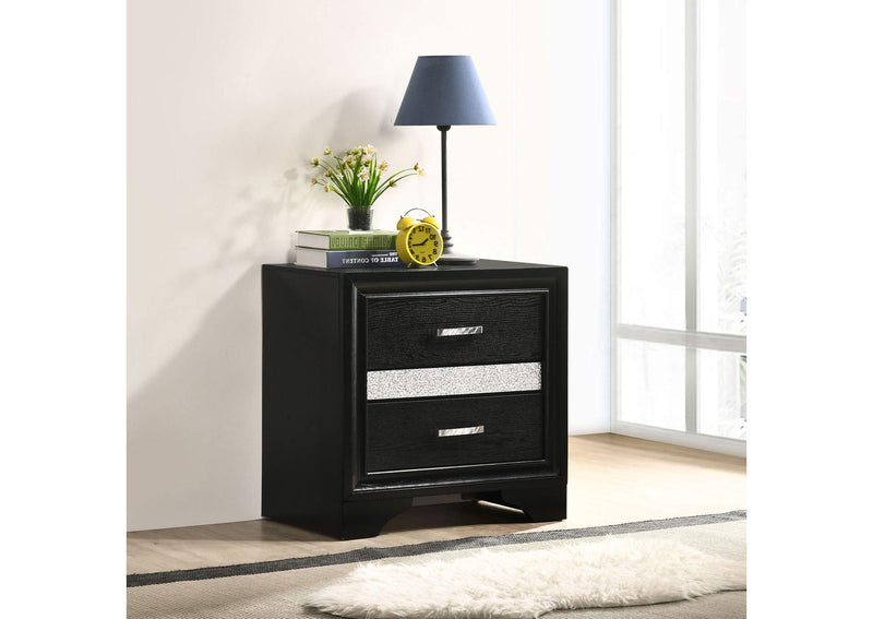 206362 Miranda 3-drawer Nightstand Bedside Table Black