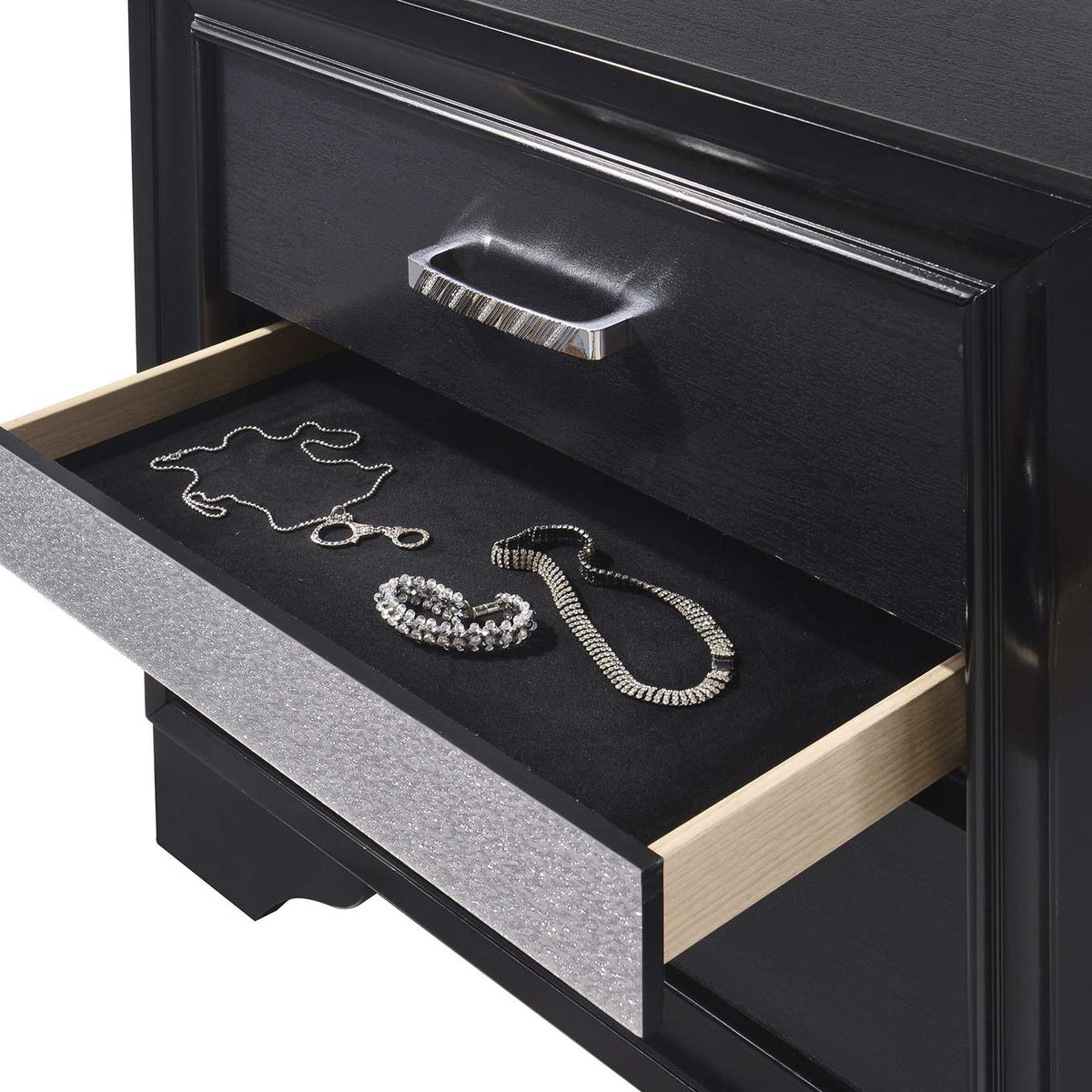 206362 Miranda 3-drawer Nightstand Bedside Table Black