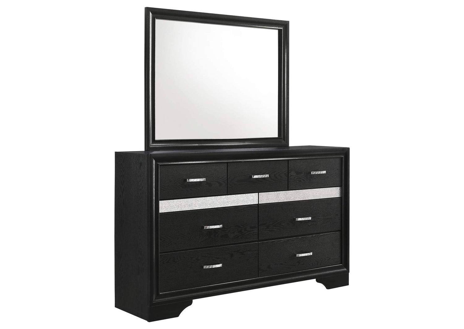 Miranda 7-drawer Dresser with Mirror Black