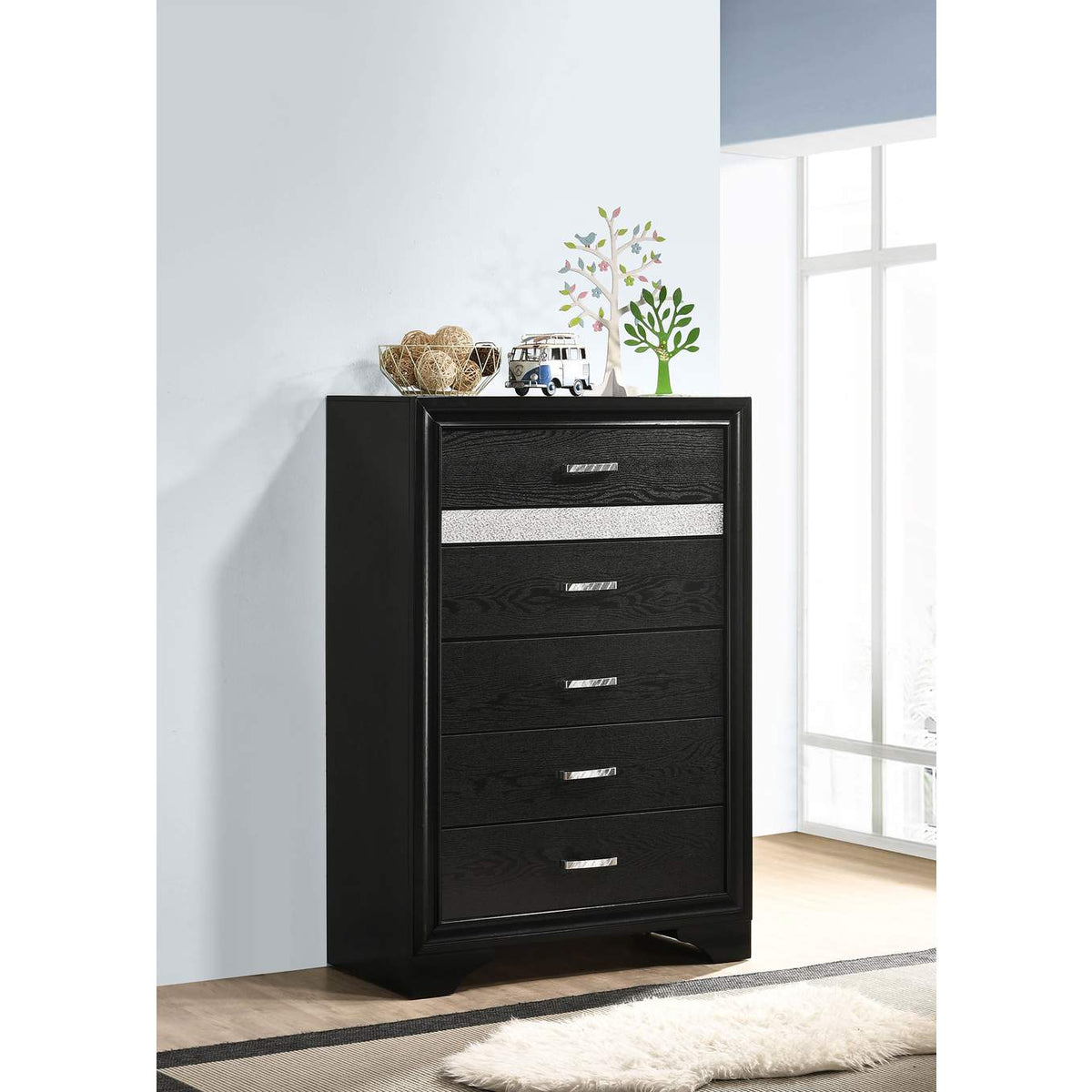 206365 Miranda 6-drawer Bedroom Chest Black