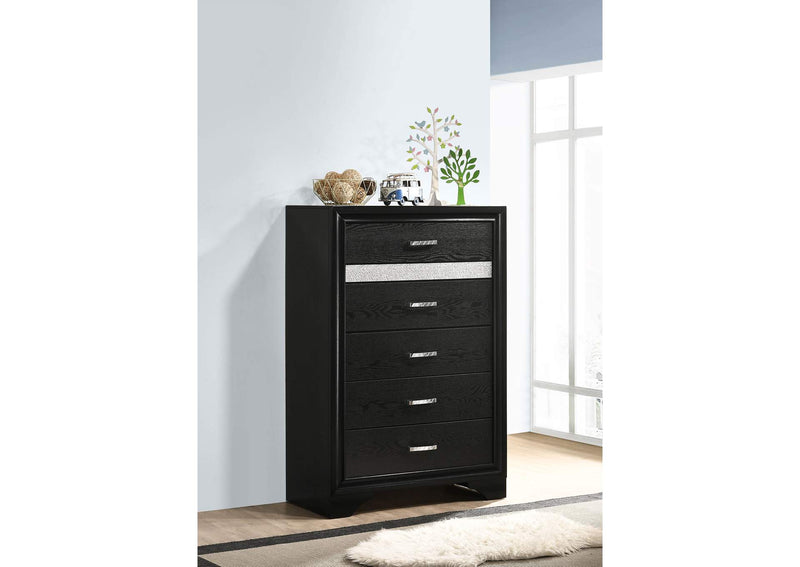206365 Miranda 6-drawer Bedroom Chest Black