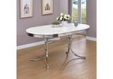 2065 Retro Oval 60-inch Wood Top Dining Table White and Chrome