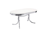 2065 Retro Oval 60-inch Wood Top Dining Table White and Chrome