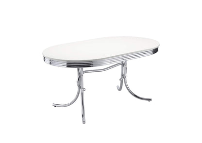 2065 Retro Oval 60-inch Wood Top Dining Table White and Chrome