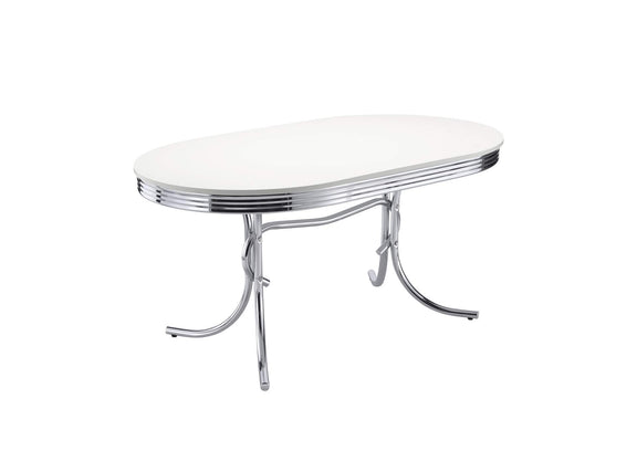 2065 Retro Oval 60-inch Wood Top Dining Table White and Chrome