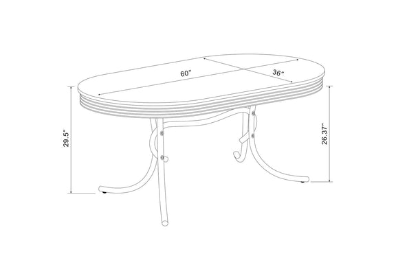 2065 Retro Oval 60-inch Wood Top Dining Table White and Chrome
