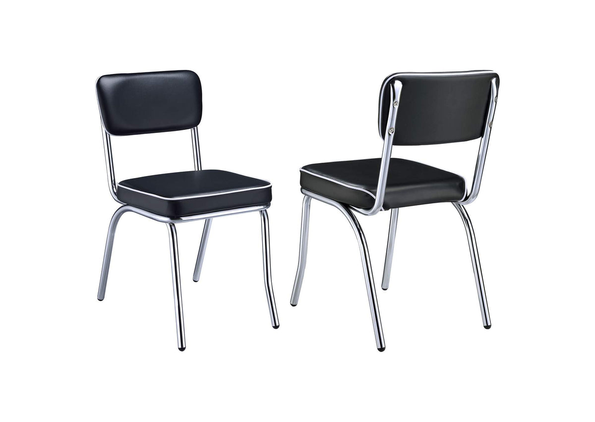 2066 Retro Upholstered Dining Side Chair Black (Set of 2)