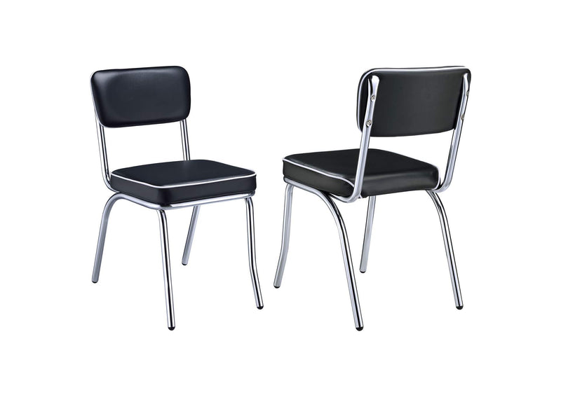2066 Retro Upholstered Dining Side Chair Black (Set of 2)