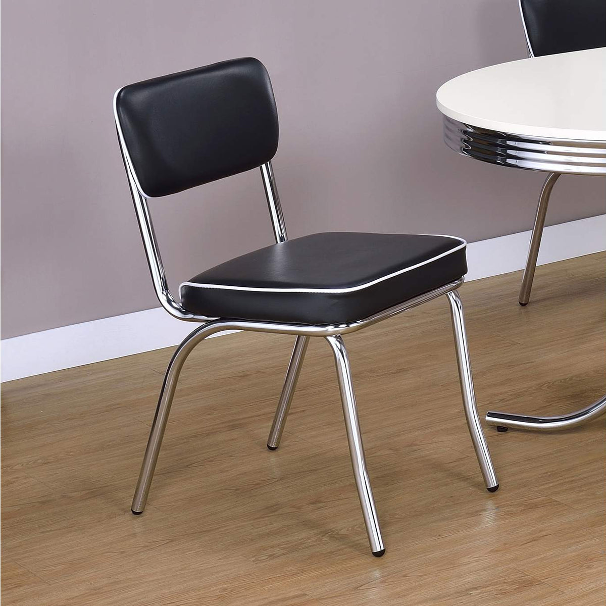 2066 Retro Upholstered Dining Side Chair Black (Set of 2)