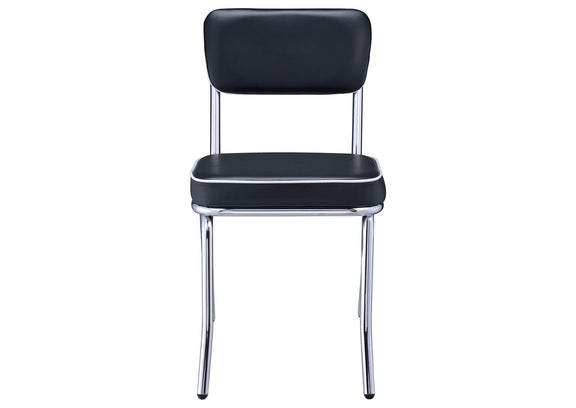 2066 Retro Upholstered Dining Side Chair Black (Set of 2)