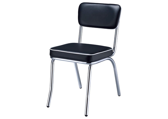 2066 Retro Upholstered Dining Side Chair Black (Set of 2)