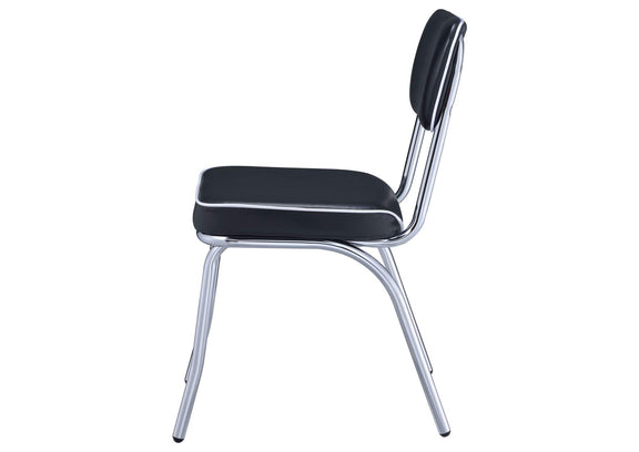 2066 Retro Upholstered Dining Side Chair Black (Set of 2)