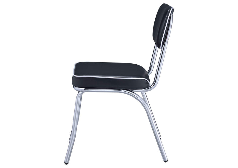 2066 Retro Upholstered Dining Side Chair Black (Set of 2)