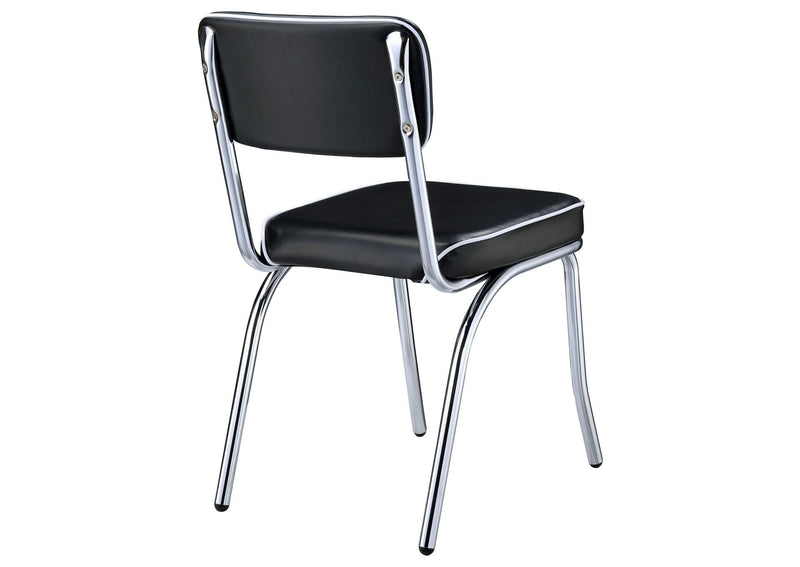 2066 Retro Upholstered Dining Side Chair Black (Set of 2)