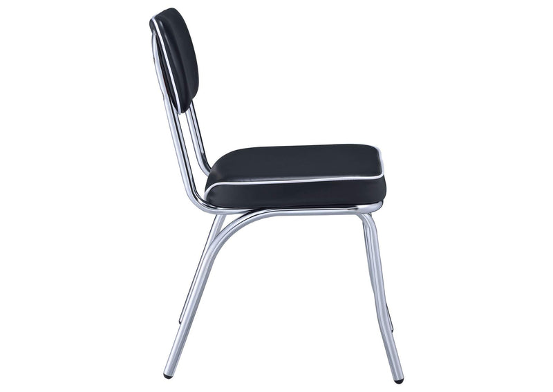 2066 Retro Upholstered Dining Side Chair Black (Set of 2)