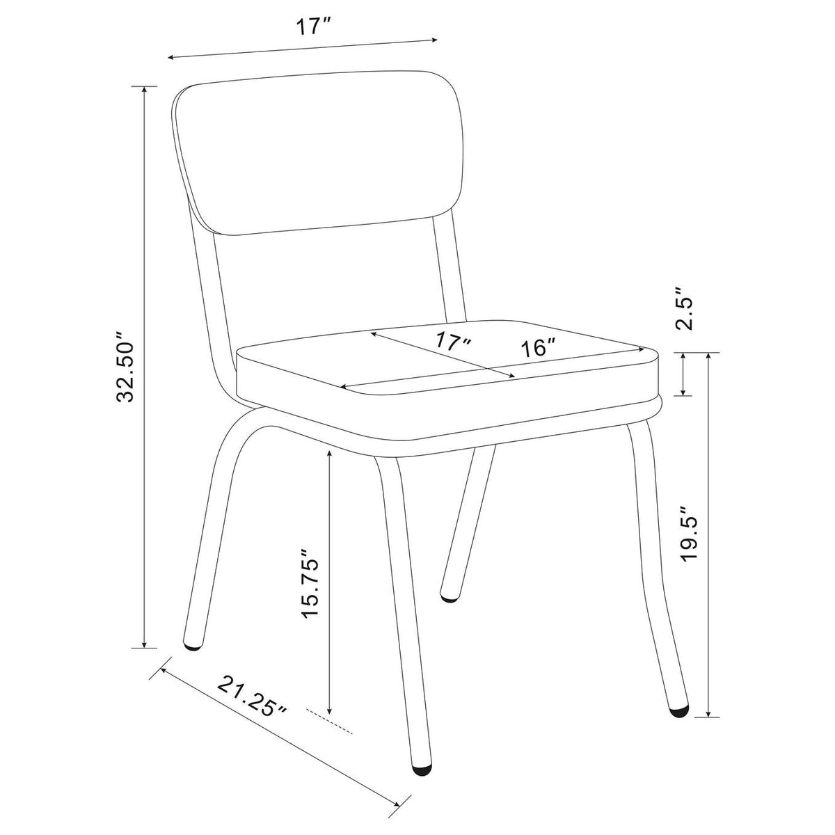 2066 Retro Upholstered Dining Side Chair Black (Set of 2)